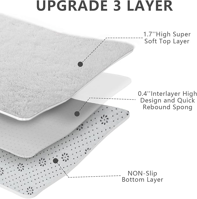 Shag Area Rugs for Living Room 8X10 Ultra Soft Fluffy Area Rugs for Bedroom Dorm, Indoor Carpet Nursery Rugs for Kids Girls Room Home Decor,White