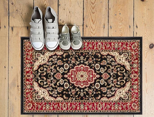 Well Woven Barclay Collection Medallion Kashan Black 2x4 Area Rug - for Entryways, Small Bedrooms, Living Rooms