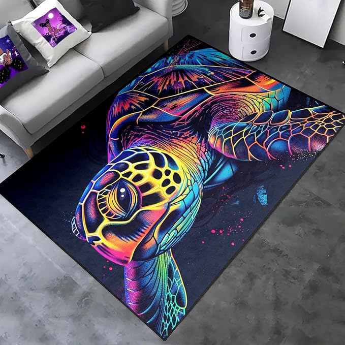 Sea Turtle Area Rugs - Sea Turtle Rug for Bedroom Ocean Theme Rugs Ocean Animal Room Decor, 5'×7'