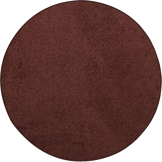 Modern Indoor/Outdoor Commercial Solid Color Rug - Chocolate, 4' Round, Pet and Kids Friendly Rug. Made in USA, Area Rugs Great for Kids, Pets, Event, Wedding
