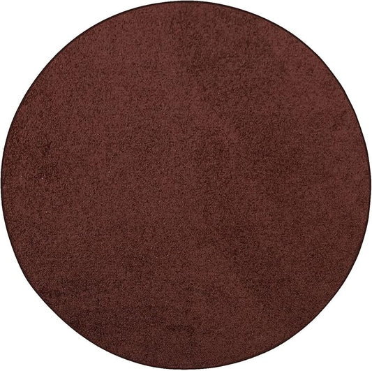 Modern Indoor/Outdoor Commercial Solid Color Rug - Chocolate, 4' Round, Pet and Kids Friendly Rug. Made in USA, Area Rugs Great for Kids, Pets, Event, Wedding