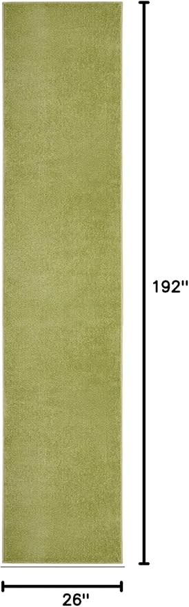 Nourison Essentials Solid Indoor/Outdoor Green 2'2" x 16 Area Rug, Easy Cleaning, Non Shedding, Bed Room, Living Room, Dining Room, Deck, Patio, Backyard (2x16)