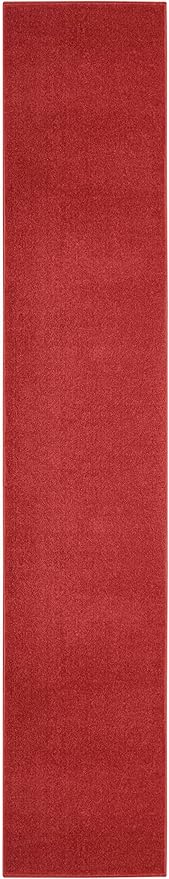 Nourison Essentials Solid Indoor/Outdoor Brick Red 2'2" x 20 Area Rug, Easy Cleaning, Non Shedding, Bed Room, Living Room, Dining Room, Deck, Patio, Backyard (2x20)