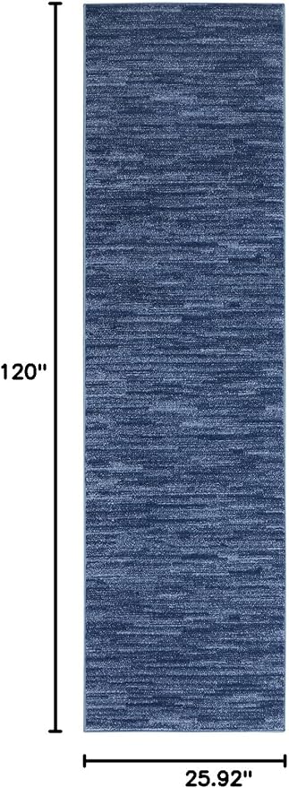 Nourison Essentials Indoor/Outdoor Navy Blue 2'2" x 10' Area Rug, Easy Cleaning, Non Shedding, Bed Room, Living Room, Dining Room, Backyard, Deck, Patio (2x10)