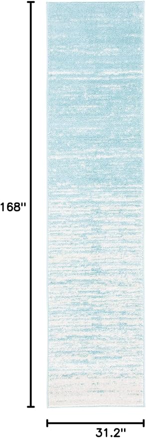 SAFAVIEH Adirondack Collection Runner Rug - 2'6" x 14', Aqua & Ivory, Modern Ombre Design, Non-Shedding & Easy Care, Ideal for High Traffic Areas in Living Room, Bedroom (ADR113J)