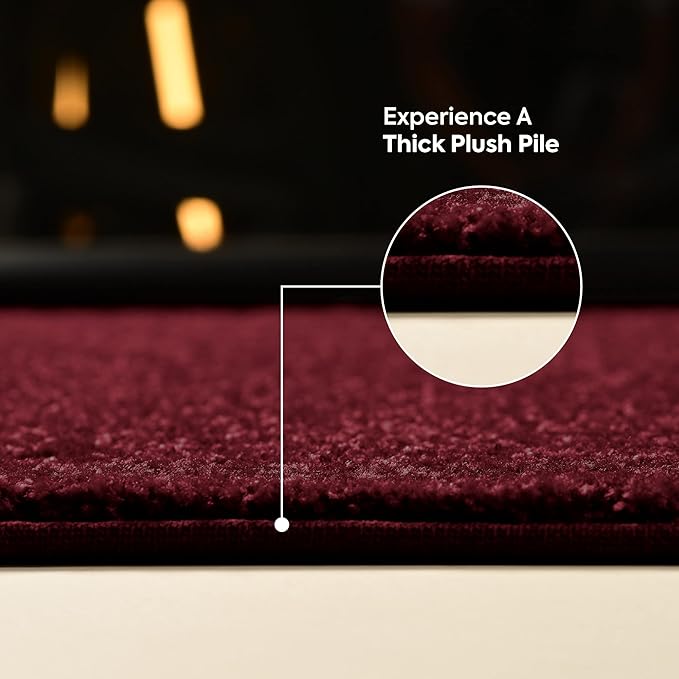 Furnish my Place Modern Indoor/Outdoor Commercial Solid Color Rug - Burgundy, 2' x 36' Oval, Pet and Kids Friendly Rug. Made in USA, Area Rugs Great for Kids, Pets, Event, Wedding