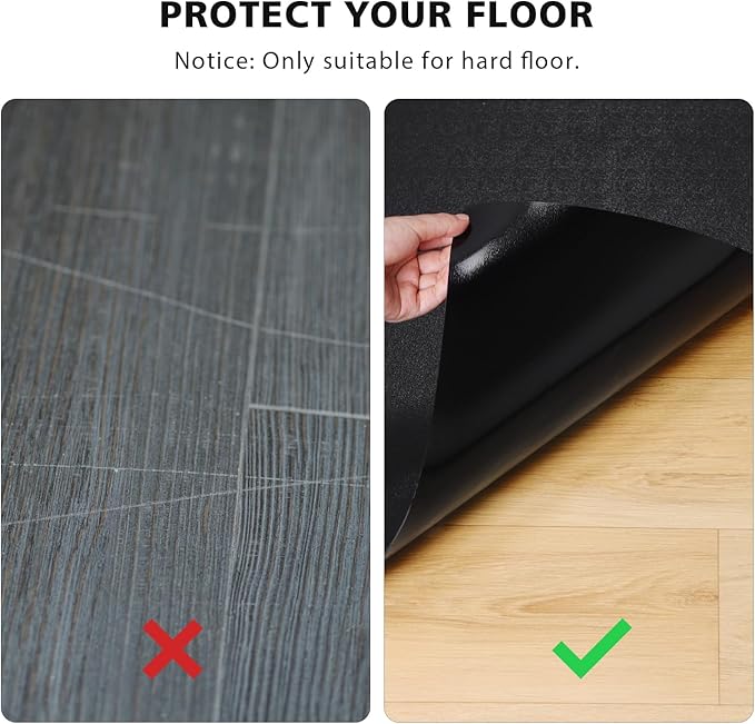 Vinyl Floor Mat for Home, Black Waterproof Area Mat for Under Dining Room Table, Sturdy Plastic Rug Protector for Kitchen, Living Room, Yard, Garage, Large Baby Play Mat (8'×10')
