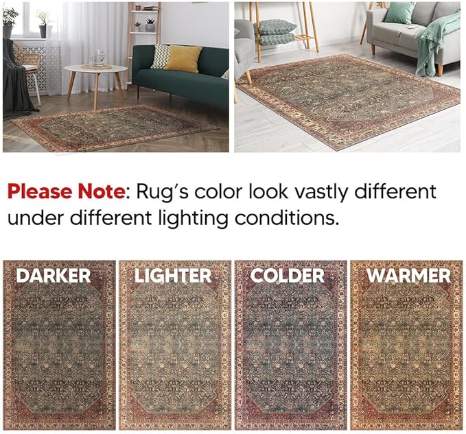 Keen Home Design 2x7 Rug - Machine Washable Runner Rug with Non-Slip Backing, Ideal for Hallway, Entryway, Kitchen, Laundry Room - Vintage, Easy Clean, Durable, Low Pile Rug - (2'6" x 7')