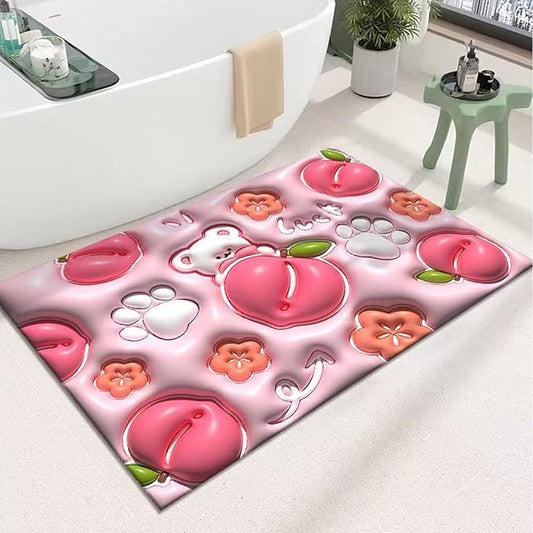 3D Visual Bath Mat, Non Slip Rubber Backed Quick Dry Mat Washable for Outside Bathtub Shower Room 24×16"