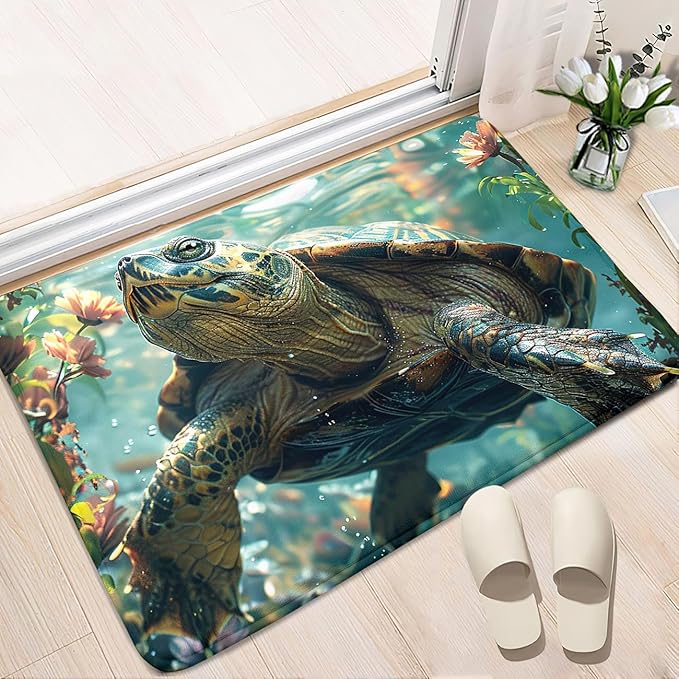 Sea Turtles Rug - Seafloor Turtle Area Rug for Kids 35" L x 23" W Ocean Life Turtles Carpet Rugs for Bedroom Living Room Kids Room Decor Indoor Outdoor