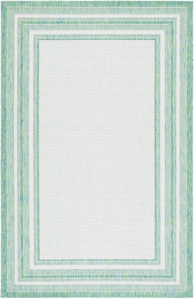 SAFAVIEH Courtyard Collection Accent Rug - 2' x 3'7", Ivory & Green, Non-Shedding & Easy Care, Indoor/Outdoor & Washable-Ideal for Patio, Backyard, Mudroom (CY8475-55712)