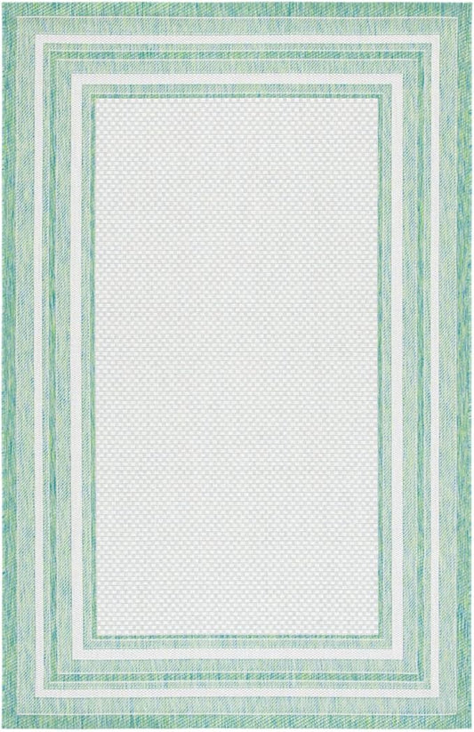 SAFAVIEH Courtyard Collection Accent Rug - 2' x 3'7", Ivory & Green, Non-Shedding & Easy Care, Indoor/Outdoor & Washable-Ideal for Patio, Backyard, Mudroom (CY8475-55712)