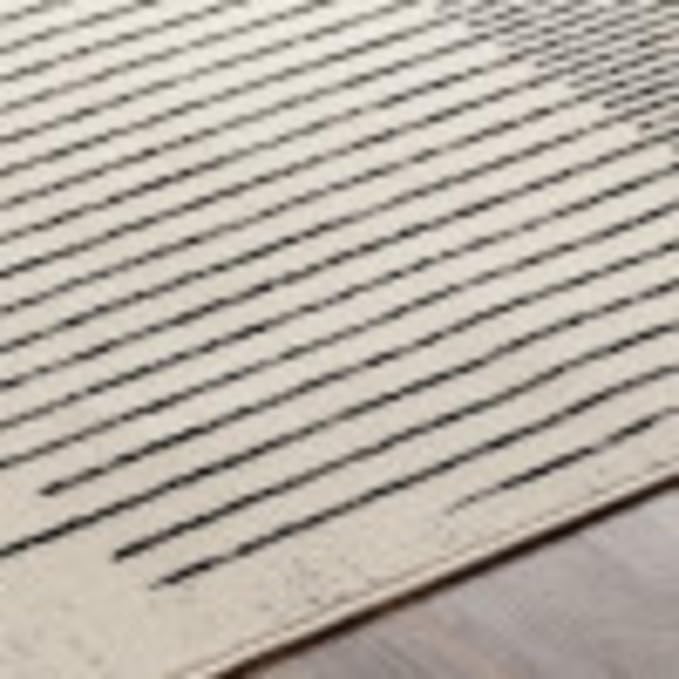 Livabliss Penrod Modern Geometric Area Rug,6'7" Round,Black/Ivory
