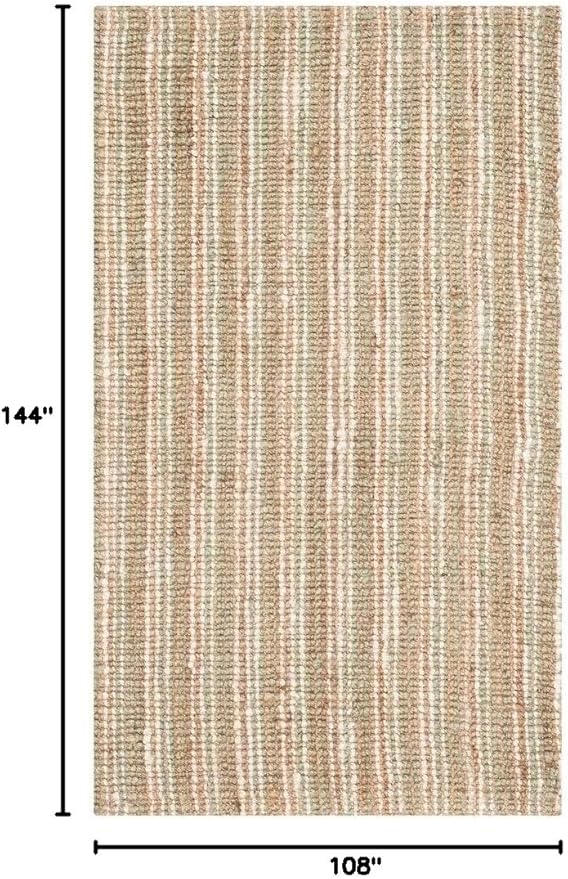 SAFAVIEH Natural Fiber Collection Area Rug - 9' x 12', Sage & Natural, Handmade Chunky Textured Jute 0.75-inch Thick, Ideal for High Traffic Areas in Living Room, Bedroom (NF447S)
