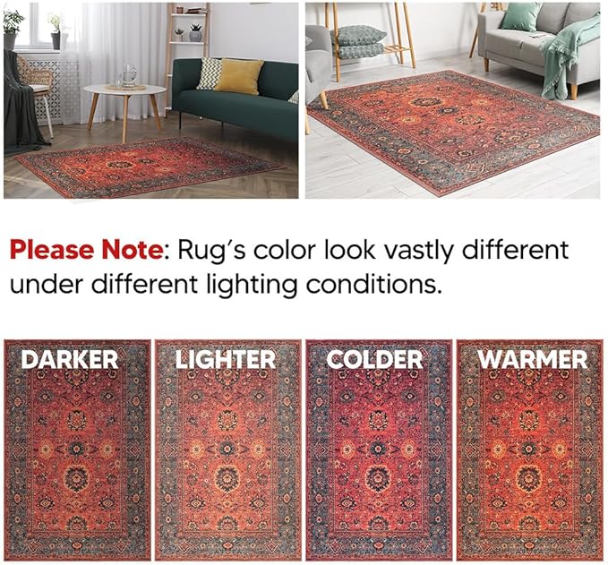 Keen Home Design Machine Washable Area Rugs with Non-Slip Backing, Ideal for Hallway, Living Room, Bedroom, Kitchen and Laundry Room, Vintage Moroccan and Low Pile Rug - (2'6'' x 12'), 166000
