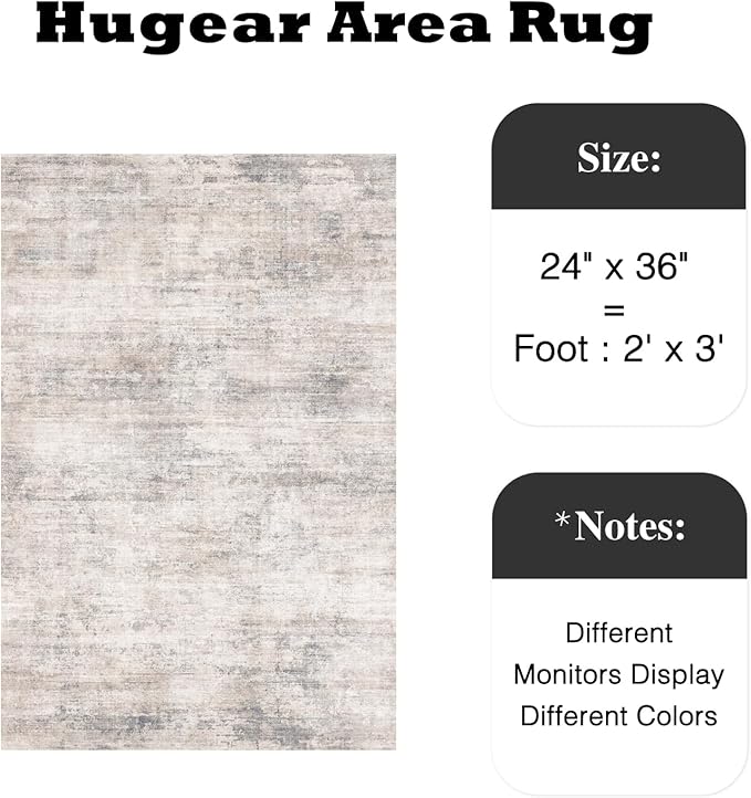 2x3 Door Mat Small Rug Machine Washable Area Rug Grey Entryway Rugs Entrance Abstract Low Pile Carpet for Kitchen Bedroom Office Non Slip