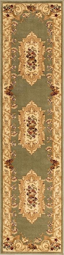Unique Loom Versailles Collection Traditional Classic Floral Motif Area Rug (2' 0 x 8' 0 Runner, Green/Ivory)