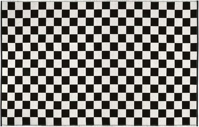 Seavish Checkered Rug, 3x5 Ft Moroccan Checkerboard Rug Outdoor Black and White Washable Rug Cotton Woven Area Rugs Reversible Floor Mat for Front Door Bedroom Entryway Entryway Office Dorm