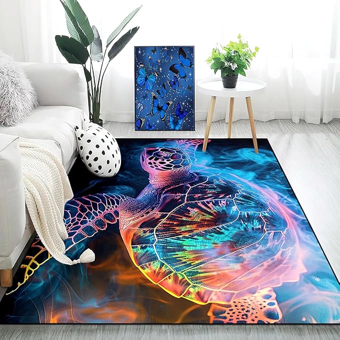 Sea Turtles Rugs for Kids - Sea Turtle Area Rugs for Kids 4'×5' Ocean Life Turtles Carpet