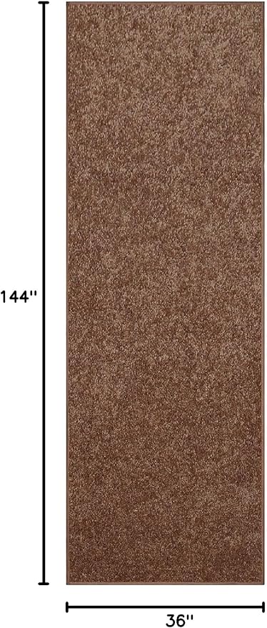 Furnish my Place Modern Indoor/Outdoor Commercial Solid Color Rug - Brown, 3' x 12', Runner, Pet and Kids Friendly Rug. Made in USA, Area Rugs Great for Kids, Pets, Event, Wedding
