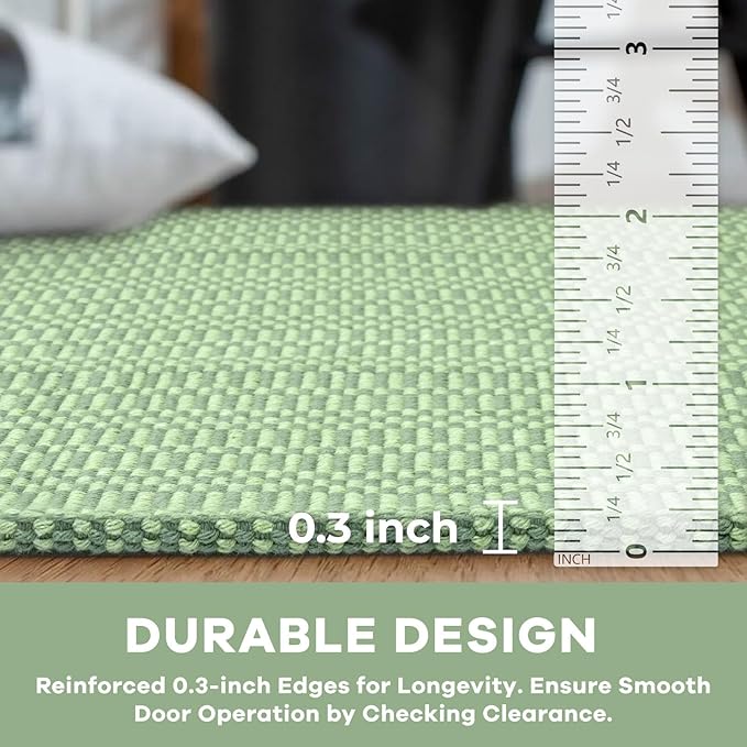 KOZYFLY Washable Runner Rug 2x5 Ft Runners for Hallways Rubber Backed Throw Rug, Braided Cotton Entryway Runner Indoor, Carpet Runners for Hallway Kitchen Entryway Bedroom, Sage Green