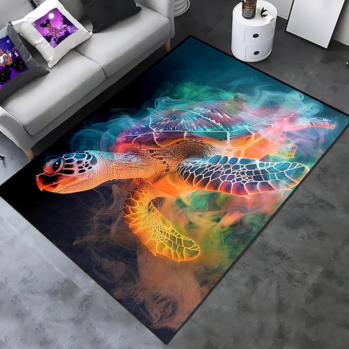 Sea Turtles Carpet Rugs - Kids Sea Turtle Coastal Rug for Bedroom Ocean Life Theme, 2'5"×4'
