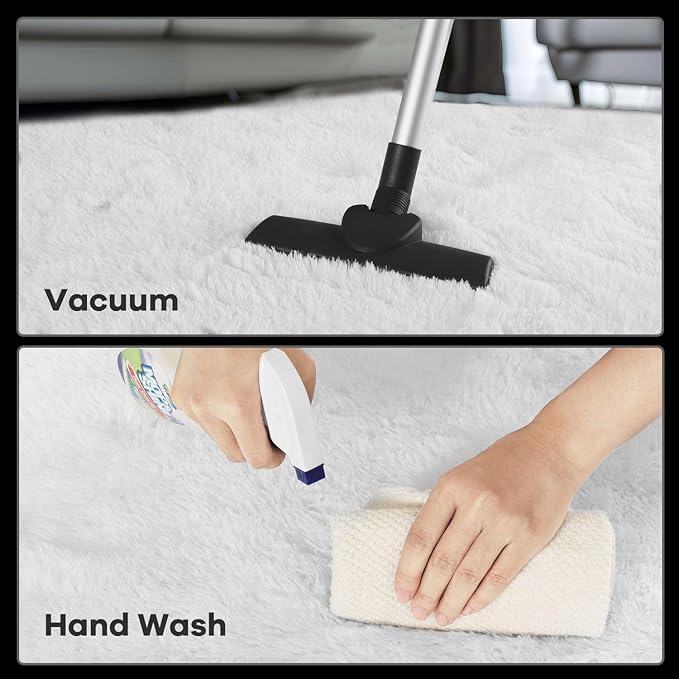 Zentavio White Living Room Rugs 8x10 Large Area Rugs for Bedroom Soft Fluffy Furry Shag Aesthetic Carpet Plush High Pile Floor Rug for Nursery Kids Room Dorm Home Decor