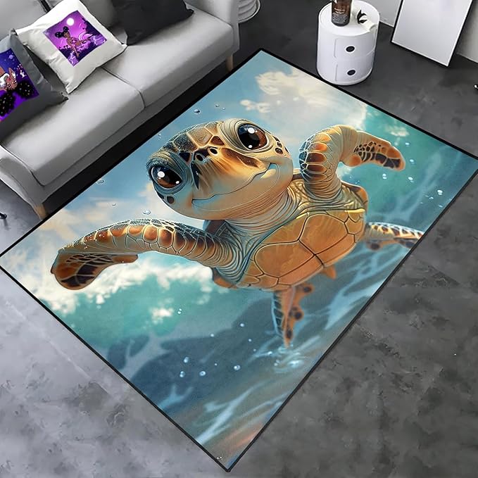 Sea Turtle Rugs - Sea Turtle for Kids Boys Coastal Rug for Bedroom Ocean Life Theme Decor Ocean Carpet Rug, 47 x 31 Inches