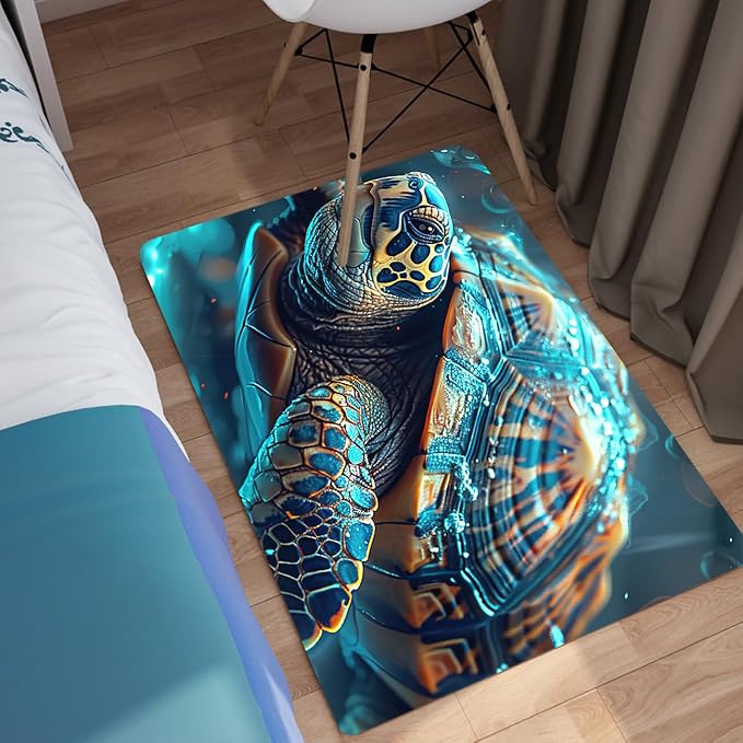 Sea Turtles Rug - Seafloor Turtle Area Rug for Kids Ocean Life Turtles Carpet Rugs for Bedroom Living Room Kids Room Decor, 35 in x 23 in