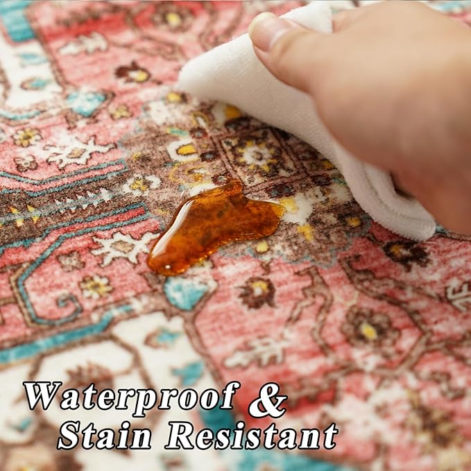 RUUGME Washable 8x10 Area Rugs - Large Rugs for Living Room Stain Resistant Carpet Vintage Rugs for Bedroom with Non Slip Backing Home Decor Floor Decoration Mat (8x10 Green)