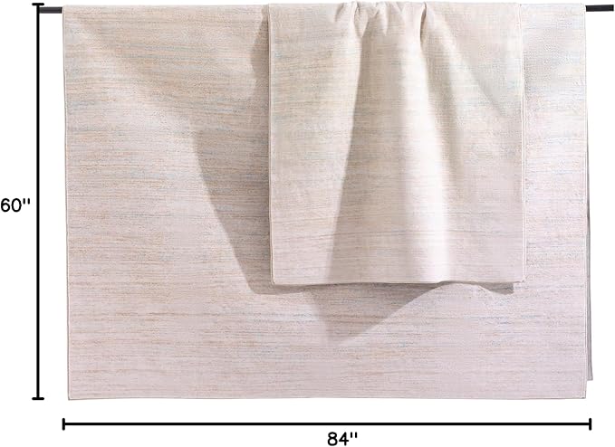 Carvapet Rugs for Living Room, Ombre Beige Modern Low Pile Large Carpet with Rubber Backing, Foldable, Non Slip Machine Washable (10 x 8 Feet Rectangular, Beige Area Rug)