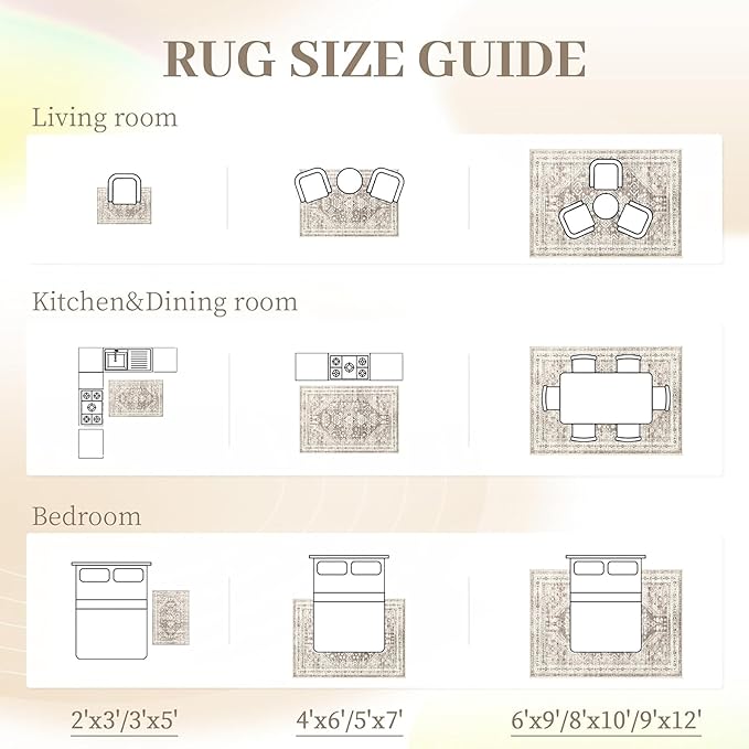 Zomfy Area Rug Vintage 4x6 Rug: Washable Indoor Rug, Traditional Oriental Medallion Rug, Non Slip Carpet for Living Room Bedroom Dining Table Kitchen(Brown, 4'x6')