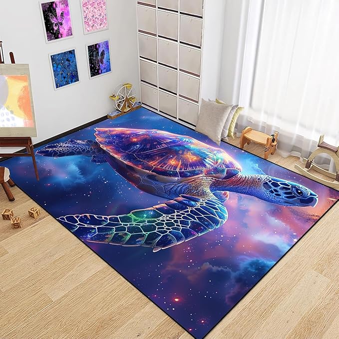 Sea Turtles Area Rugs - Sea Turtle Rugs for Bedroom Ocean Theme Rugs Ocean Animal Room Decor, 4'×5'