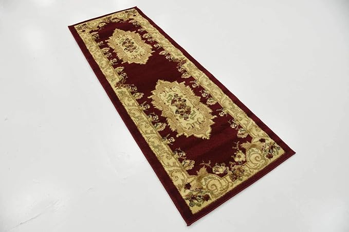 Unique Loom Versailles Collection Traditional Classic Floral Motif Area Rug (2' 2 x 6' 0 Runner, Burgundy/ Ivory)