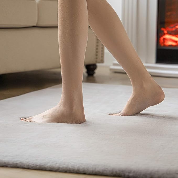 Ashler Faux Fur Rug, Ultra Soft Faux Rabbit Fur, Grey Area Rugs, 6 x 9 Feet Rectangle, Machine Washable Nursery Decor Throw Rugs for Bedroom, Kids Room, Living Room