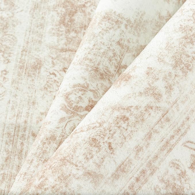 Washable Rug 10x12 Area Rug for Living Room Beige Vintage Boho Medallion Large Distressed Retro Carpet Non Slip Indoor Low Pile Small Soft Bedroom Dining Room Home Office