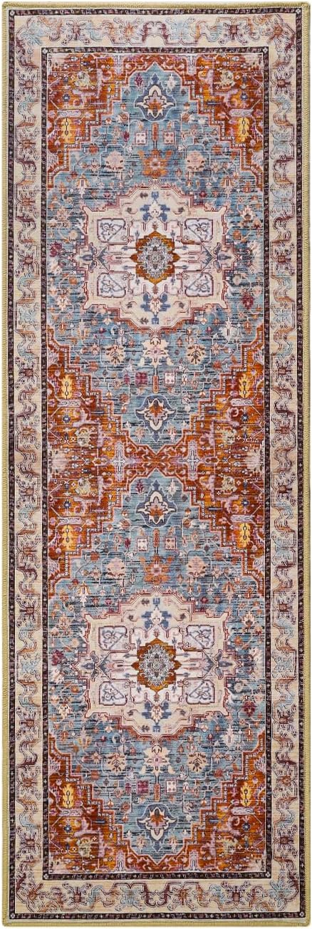 2×6 Washable Runner Rug for Living Room, Hallway, Entryway, Kitchen,Bathroom, Non-Slip, Low Pile, Brick Red