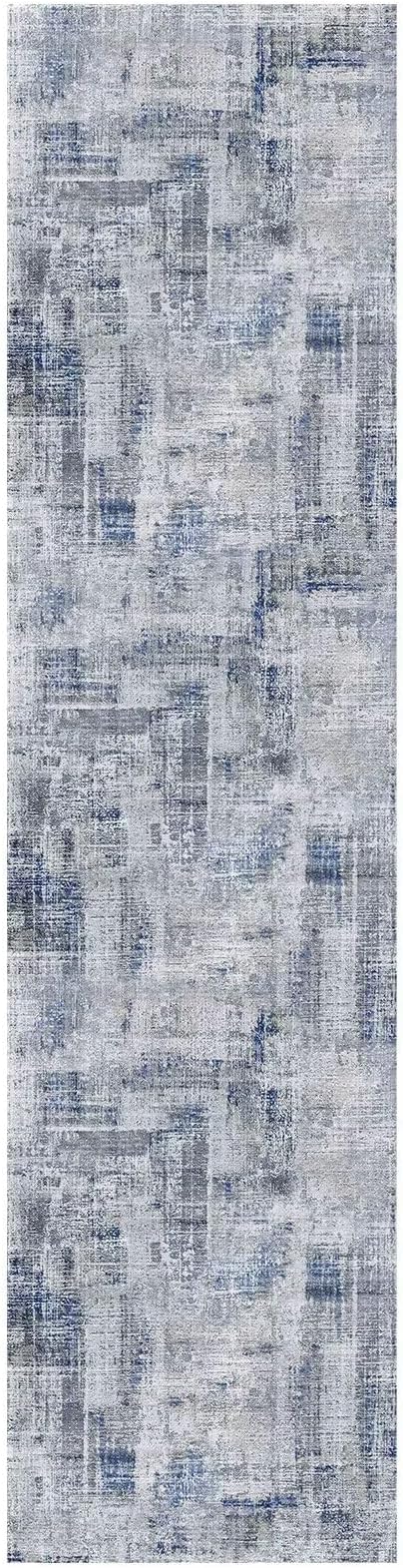 Eleisa Modern Abstract 2x8 Hallway Runner Rug, Blue & Grey, Non-Slip Washable Low Pile Rugs, Vintage Rug Hallway Indoor Carpet for Kitchen, Entryway and Laundry Room
