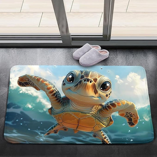 Sea Turtles Carpet Rugs - Kids Sea Turtle Coastal Rug for Bedroom Ocean Life Theme, 35 x 23 Inches