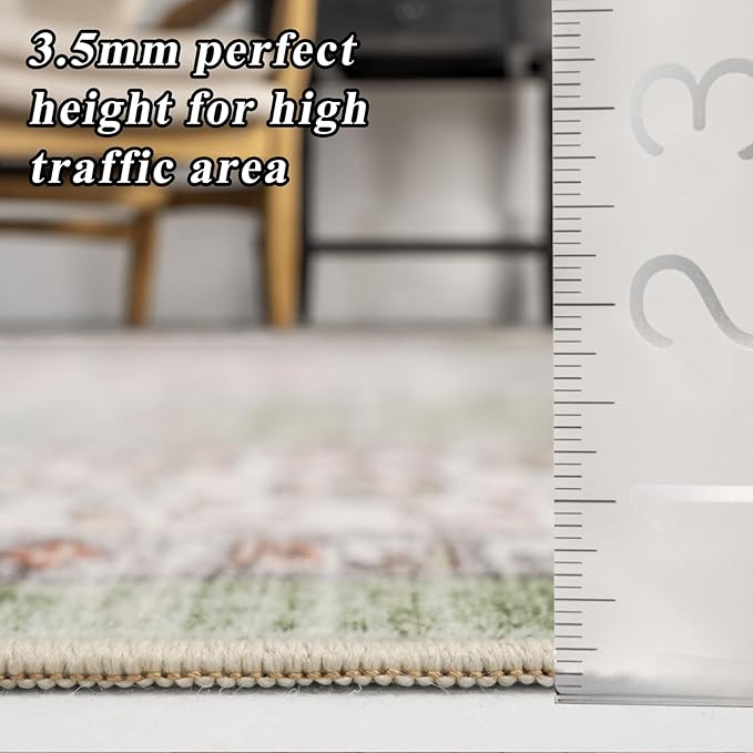 RUUGME Runner Rug 2x6 Hallway - Washable Boho Rugs for Living Room Stain Resistant Carpet Vintage Tribal Rugs for Bedroom Kitchen with Non Slip Backing Decor Floor Decoration Mat 2x6 Sage