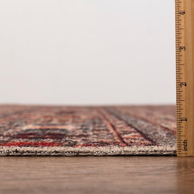 Keen Home Design 2x12 Rug - Machine Washable Runner Rug with Non-Slip Backing, Ideal for Hallway, Entryway, Kitchen, Laundry Room - Vintage, Easy Clean, Durable, Low Pile Rug - (2'6" x 12')