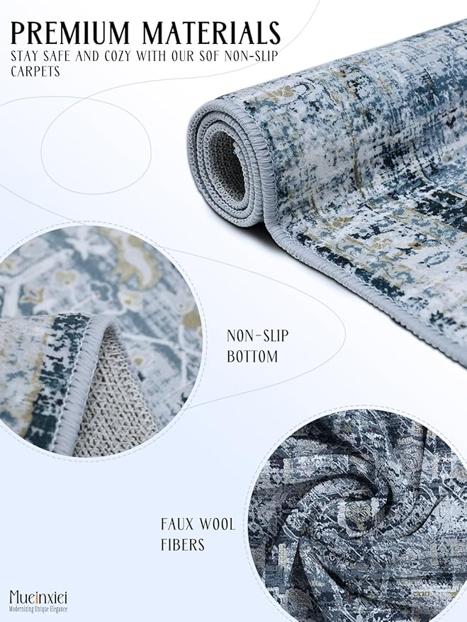 2x3 Door Mat Entryway Rug, Small Soft Non-Slip Machine Washable Area Rug Low-Pile Boho Rug Oriental Throw Rug Carpet for Living Room Bedroom Kitchen Entrance