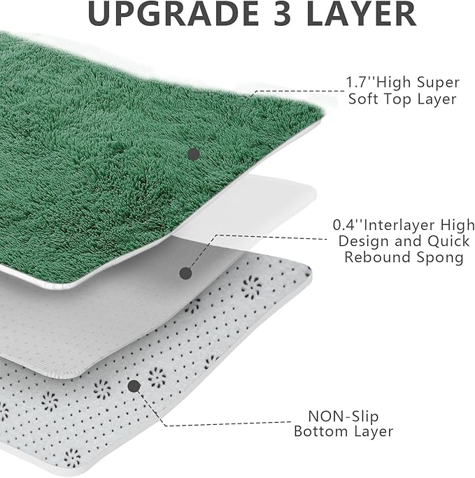 Shag Area Rugs for Bedroom Living Room,5X8 Ultra Soft Fluffy Area Rugs for Dorm,Indoor Carpet Nursery Rugs for Kids Girls Room Home Decor, Dark Green