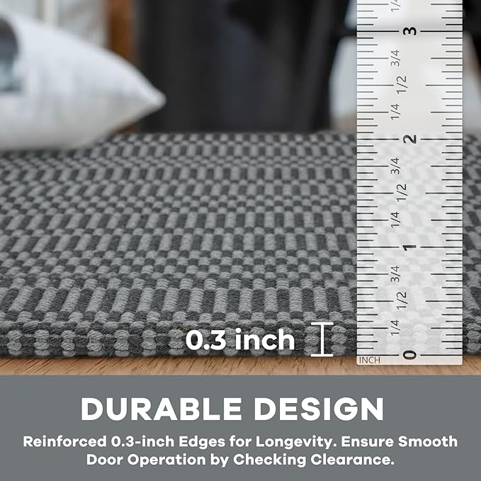 KOZYFLY Washable Runner Rug 3x18 ft Hallway Kitchen Runner Rugs with Rubber Backing Bobo Non Slip Entryway Runner Indoor, Long Carpet Runners for Hall Kitchen Entryway, Grey/Charcoal Grey