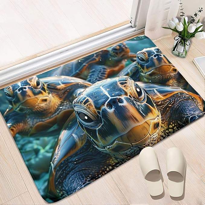 Sea Turtles Rug for Kids - Sea Turtle Area Rug 35" L x 23" W Ocean Life Turtles Carpet for Bedroom Living Room Ocean Turtle Kids Room Decor