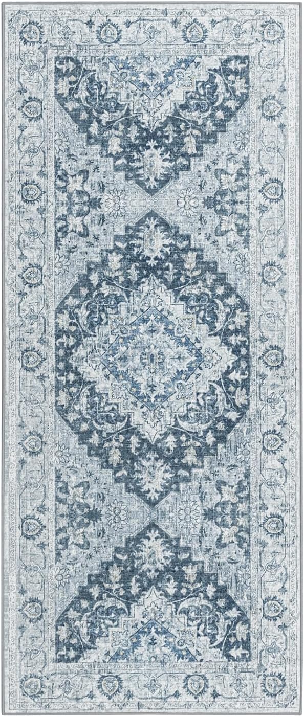 ILANGO Non Slip Runner Rugs for Hallway, 2'5"x6' Distressed Traditional Kitchen Washable, Carpet Runner Floor Mat for Indoor Entryway Bedroom Laundry Room, Easy to Clean
