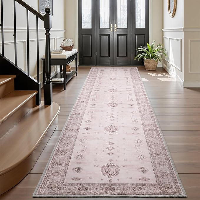 AMOAMI Vintage 2X6 Runner Rug Non Slip Soft Runners for Hallways Machine Washable Hallway Runner Bedside Rugs for Bedroom Long Rug for Hallways Entryway Laundry Room Kitchen Bathroom