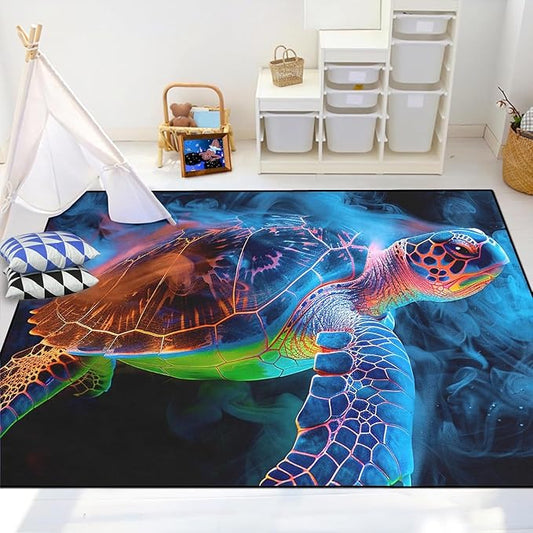 Sea Turtle Rugs for Kids - Sea Turtle Area Rugs for Kids 4'×5' Ocean Life Turtles Carpet