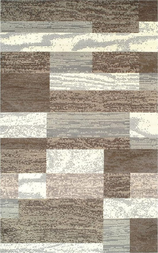 Superior Indoor Area Rug, Jute Backing, Plush Modern Rugs for Entryway, Kitchen Floors, Office Floor Cover, Color Block Rugs, Rockwood Collection, 2' x 3', Light Blue/Ivory