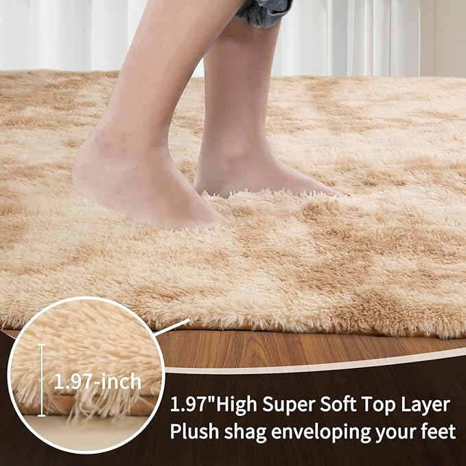 Sour Lemon Area Rugs 9x12 Living Room, Large Area Rug Shag Shaggy Carpet Soft Plush Furry Bedside Rug, Machine Washable Area Rugs for Bedroom Kids Girls Boys Home Decor Anti Slip